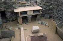 View inside one of the Neolithic stone houses in the settlement dating from 3200 to 2200 BCSkerrabra