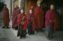 Tibetan Yellow Hat Buddhist monks.  Monastery of Lamas