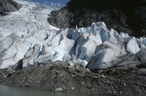 Briksdal Glacier and moraine deposit.