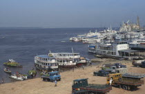 City waterfront on the River Amazon in the dry season.Brasil Brazil