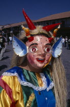 Masked figure at Inti Raymi.  Head and shoulders shot.   Cuzco  Cuzco