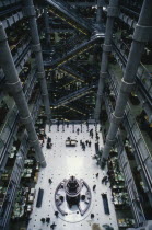 The interior of the Lloyds building showing the central atrium trading floor