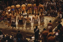 Sumo wrestling opening ceremony at the Kuramae Kokugikan Sumo Hall