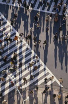 Busy pedestrian crossing seen from above