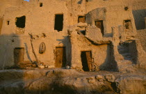 Shali Fortress detail of old mud houses at sunrise