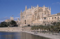 Palma. La Seo Cathedral with the Almudaina Palace in the background  Mallorca