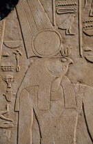 Relief carving of Montu the hawk headed war god