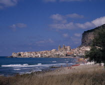 Cefalu  ancient city on the North coast with beach on the Tyrrhenian Sea