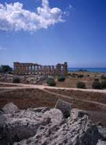 Ruins of Selinunte  an abandoned ancient Greek city  with ruins of an acropolis.