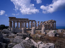 Ruins of Selinunte  an abandoned ancient Greek city  with ruins of an acropolis.