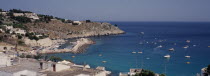 The village of Castro Marina on the South Adriatic Sea coast. Boats at sea and in the harbour.