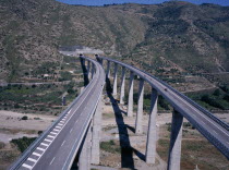 View East along the Motorway A20  bridge over the River Tusa