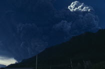 Mount St Helens Volcanic eruption 1980 at 8.50am.  Billowing ash rising from forest covered mountain     In 1982 the President and Congress created the 110  000 acre National Volcanic Monument for re...