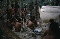 Cuiva: First Contact with Agua Clara  group of men listening to tape recording of their Cuiva "cousins"  a group contacted 2 years before in 1968 but now cut off by Llanero/cowboy cattle lands.  Frenc...