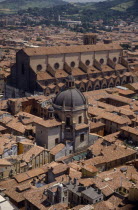 View across city centre rooftops. Center