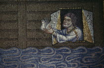 Detail of mosaic depicting Noah releasing white dove from the floating ark in Basilica di San Marco.St Marks Basilica
