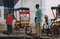 Rickshaw drivers and their vehicles