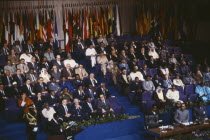 World leaders including Castro and Rajiv Gandhi attending eigth summit of the Non Alignment Movement.