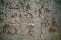 Detail of prehistoric cave painting.