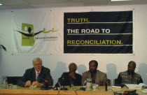 TRC Truth and Reconciliation Commission press conference.  The TRC was a court like body assembled after the end of apartheid to hear all victims of violence.