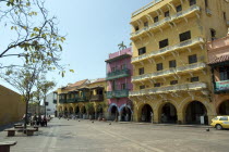 View of Plaza de la Aduana  including old colonial buildings.