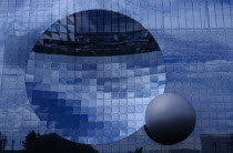 Le Parc Europeen de l Image. Cyber World. Mirrored building with concaved centre