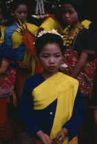 Girls dressed for traditional dance