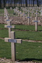 Thiepval.  French graveyard crosses of unknown soldiers.