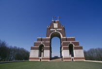 Thiepval.  View of the Lutyens memorial to missing soldiers from the Somme.   Honours the names of over 73 000 soldiers with no grave.