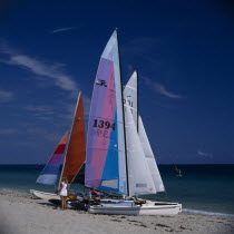 Hobie cats on beach