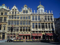 The Grand Place  west side facade with outdoor restaurants.