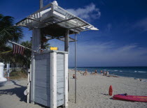 Lifeguard Hut on occupied sandy beach