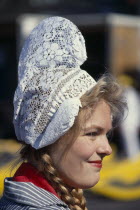 Headress of woman in Dutch national costume Netherlands