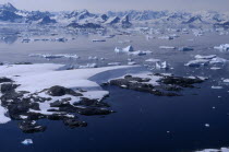 Aerial view of the islands and ice flows