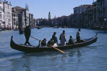 Grand Canal. Traghetti ferrying passengers across the canal.Gondola  only three bridge across the grand canal.