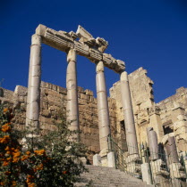 Steps leading to the Temple of Jupiter in the ruins of the former Roman city.