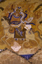 Fresco on Buddhist monastery wall depicting Guru Padmasambhava the founder of Tibetan Buddhism. Thikse