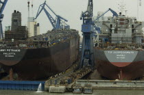 Hudong Zhonghua Shipyard on Huangpu River - ships for Italian and Maltese registryAsia  shipbuilding  Italian  Maltese