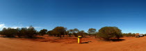 Panorama - Waste bin in the Vast Red Desert of Antipodean Aussie Australian Oceania Oz
