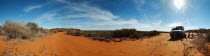Panorama of 4x4 on the furthest landfall west.Antipodean Aussie Australian Oceania Oz