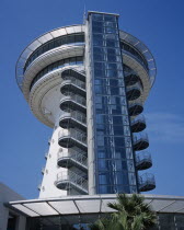 Palavas Les Flots.  Le Phare de la Mditerrane. Exterior of former water tower now conference centre  viewing platform and rotating restaurant.Lighthouse of the Mediterranean Center