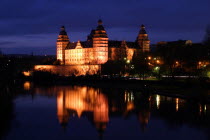 Schloss Johannisburg illuminated at night.  castle night