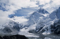Southwest face of Mount Everest and Khumbu icefall and glacier from Kala Patthar in May.