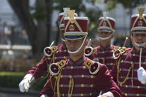 Ceremonial soldiers in parade dress  Plaza Bolivar.