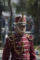 Ceremonial soldier in parade dress  Plaza Boliva