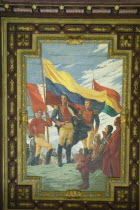 Portrait of Simon Bolivar on ceiling of Panteon Nacional