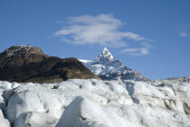 View of Glacier Chico with unnamed peak in background. Trek from Glacier Chico  Chile  to El Chalten  Argentina