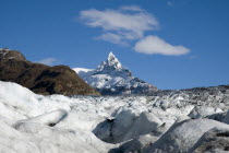 View of Glacier Chico with unnamed peak in background. Trek from Glacier Chico  Chile  to El Chalten  Argentina