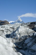 View of Glacier Chico with unnamed peak in background. Trek from Glacier Chico  Chile  to El Chalten  Argentina