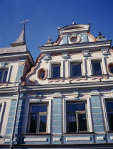 Uus Street.  Old Town building facades.Eastern Europe